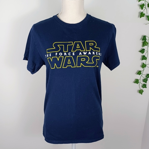 Star War Graphic Print T-Shirt Small Blue/Yellow -Distressed Print - Picture 10 of 11